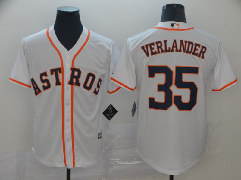 Astros 35 Justin Verlander White Cool Base Jersey