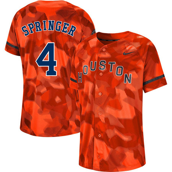 Astros 4 George Springer Orange Camo Fashion Jersey