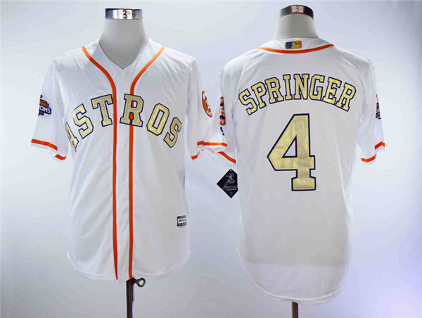 Astros 4 George Springer White 2018 Gold Program Cool Base Jersey