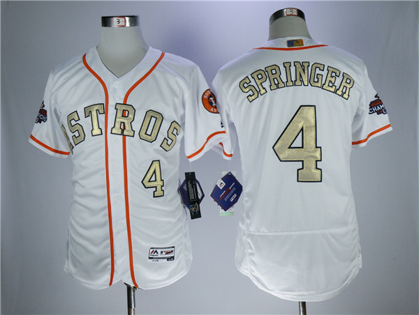 Astros 4 George Springer White 2018 Gold Program Flexbase Jersey