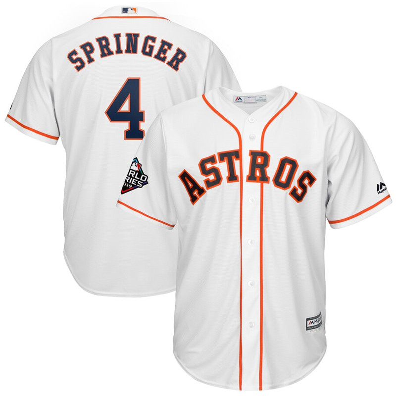 Astros 4 George Springer White 2019 World Series Bound Cool Base Jersey