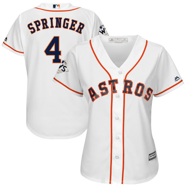 Astros 4 George Springer White Women 2017 World Series Bound Cool Base Player Jersey