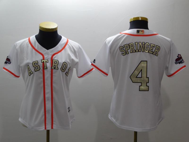 Astros 4 George Springer White Women 2017 World Series Champions Cool Base Player Jersey