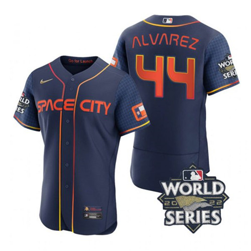 Astros 44 Yordan Alvarez Navy Nike 2022 World Series City Connect Flexbase Jersey