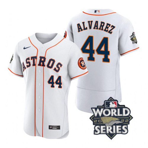 Astros 44 Yordan Alvarez White Nike 2022 World Series Flexbase Jersey