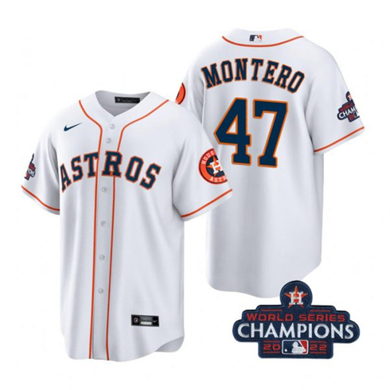 Astros 47 Rafael Montero White 2022 World Series Champions Cool Base Jersey