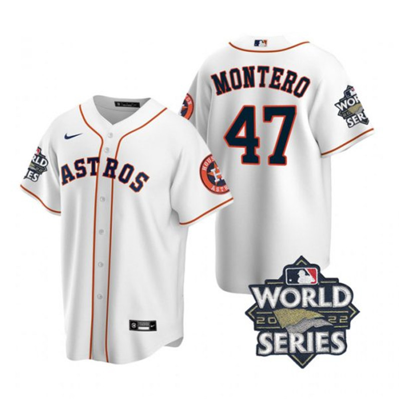 Astros 47 Rafael Montero White Nike 2022 World Series Cool Base Jersey