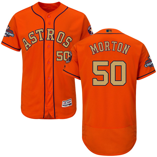 Astros 50 Charlie Morton Orange 2018 Gold Program Flexbase Jersey