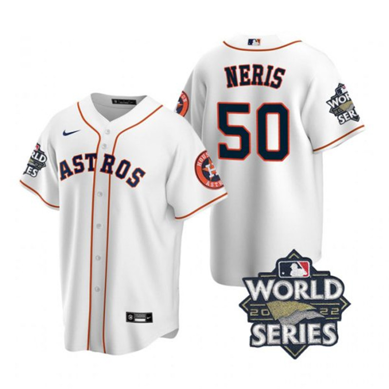 Astros 50 Hector Neris White Nike 2022 World Series Cool Base Jersey