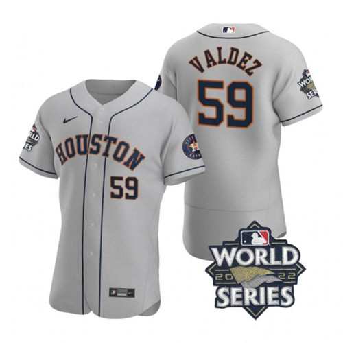 Astros 59 Framber Valdez Gray Nike 2022 World Series Flexbase Jersey