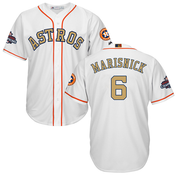 Astros 6 Jake Marisnick White 2018 Gold Program Cool Base Jersey