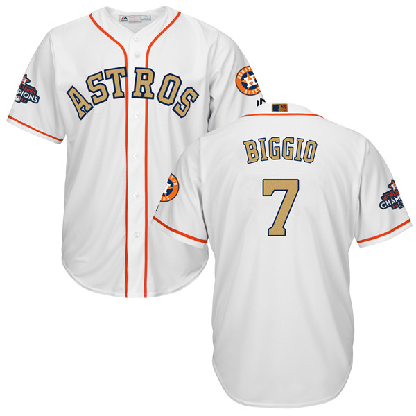 Astros 7 Craig Biggio White Gold Program Cool Base Jersey