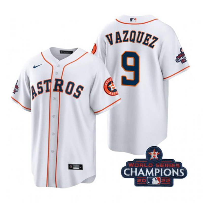 Astros 9 Christian Vazquez White 2022 World Series Champions Cool Base Jersey
