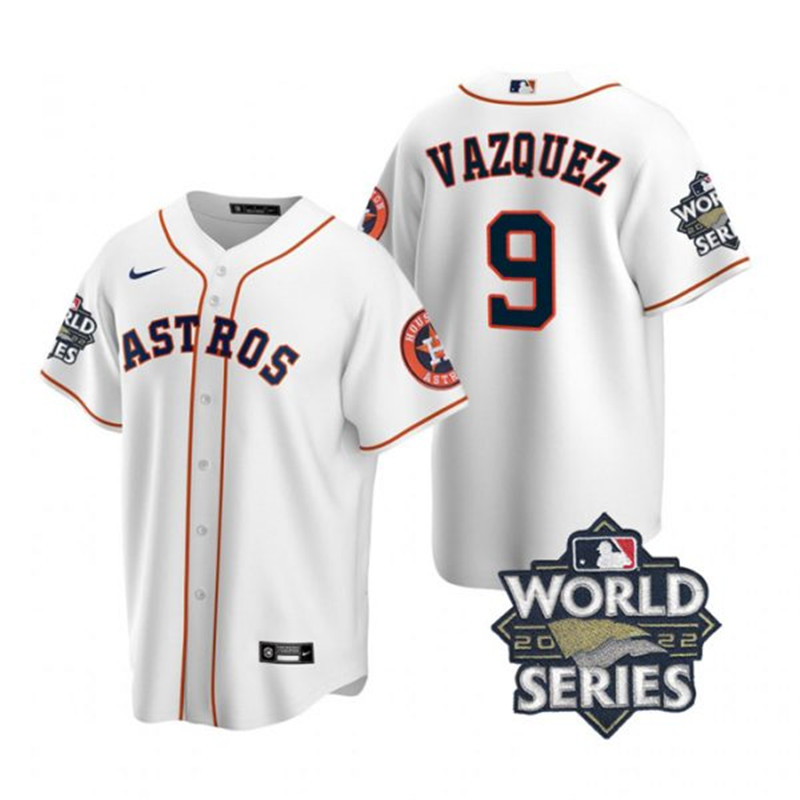Astros 9 Christian Vazquez White Nike 2022 World Series Cool Base Jersey