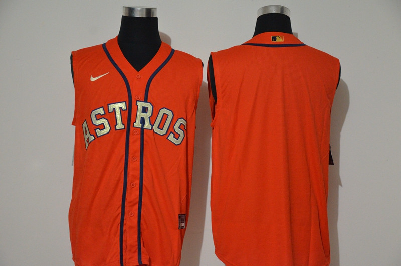 Astros Blank Orange Nike Cool Base Sleeveless Jersey