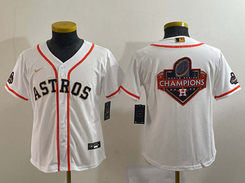 Astros Blank White Youth Gold Nike 2023 Gold Collection Cool Base Jersey