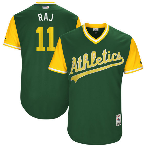 Athletics 11 Rajai Davis Raj Majestic Green 2017 Players Weekend Jersey