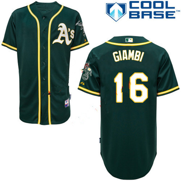 Athletics 16 Jason Giambi Green Cool Base Jerseys