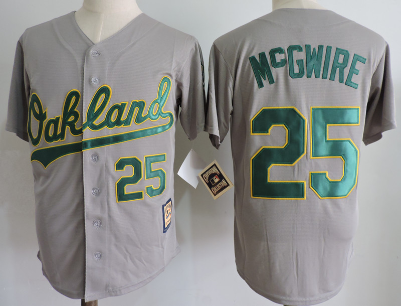 Athletics 25 Mark McGwire Gray Cooperstown Collection Jersey