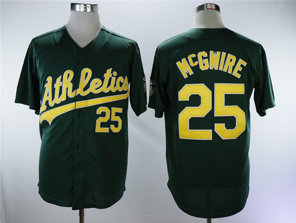 Athletics 25 Mark McGwire Green Throwback Jersey