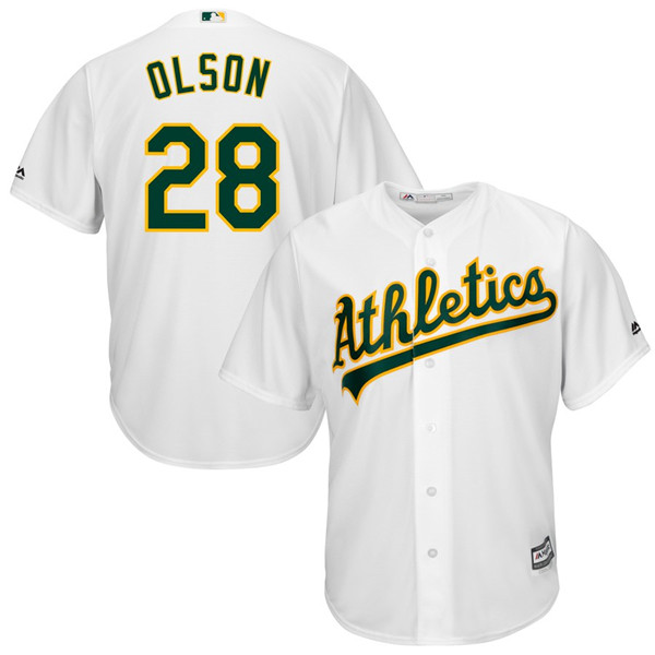 Athletics 28 Matt Olson White Cool Base Jersey