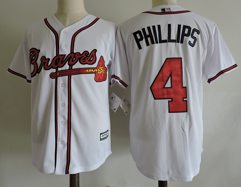 Atlanta Braves 4 Brandon Phillips White Flexbase Authentic Collection Stitched MLB Jersey