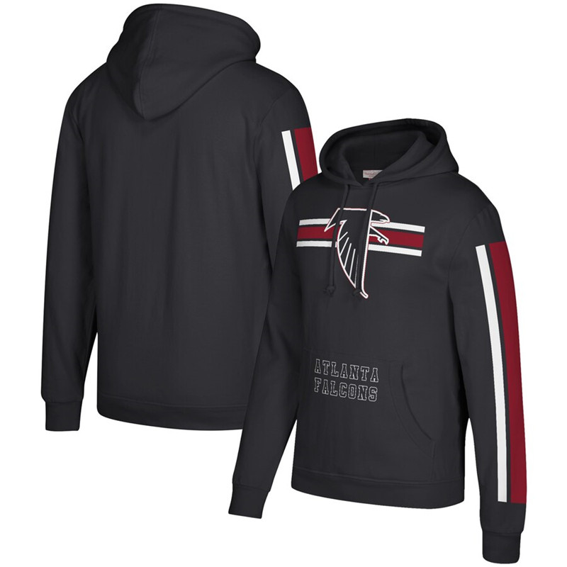 Atlanta Falcons Mitchell & Ness Three Stripe Pullover Hoodie Black