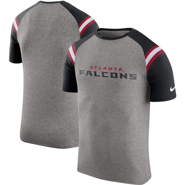 Atlanta Falcons  Enzyme Shoulder Stripe Raglan T Shirt Heathered Gray
