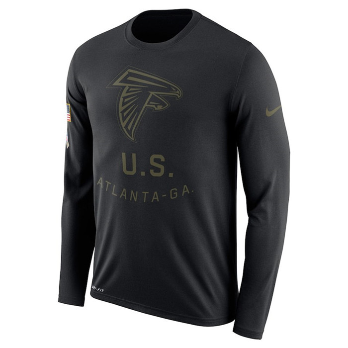 Atlanta Falcons  Salute to Service Sideline Legend Performance Long Sleeve T Shirt Black