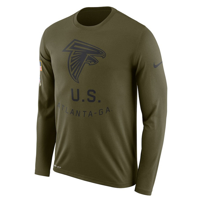 Atlanta Falcons  Salute to Service Sideline Legend Performance Long Sleeve T Shirt Olive