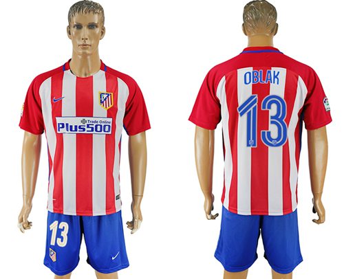 Atletico Madrid 13 Oblak Home Soccer Club Jersey