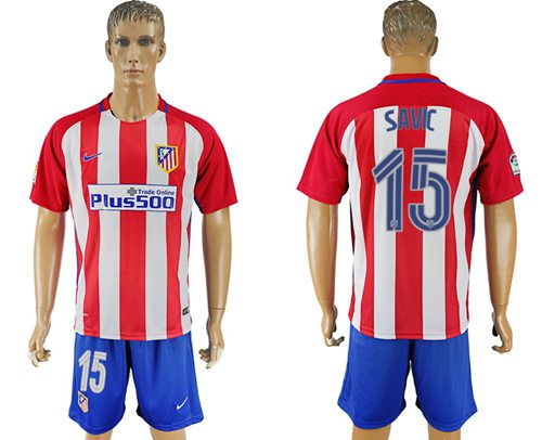 Atletico Madrid 15 Savic Home Soccer Club Jersey