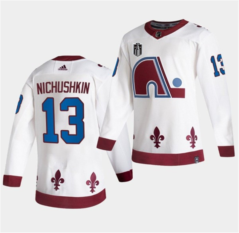 Avalanche 13 Valeri Nichushkin White 2022 Stanley Cup Final Patch Reverse Retro Adidas Jersey