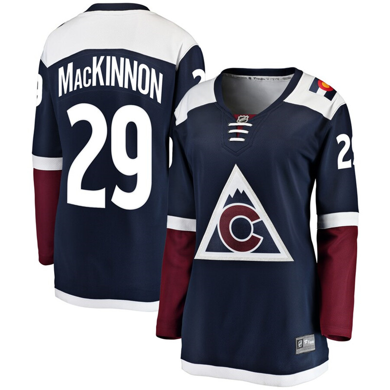 Avalanche 29 Nathan MacKinnon Navy Alternate Women Adidas Jersey