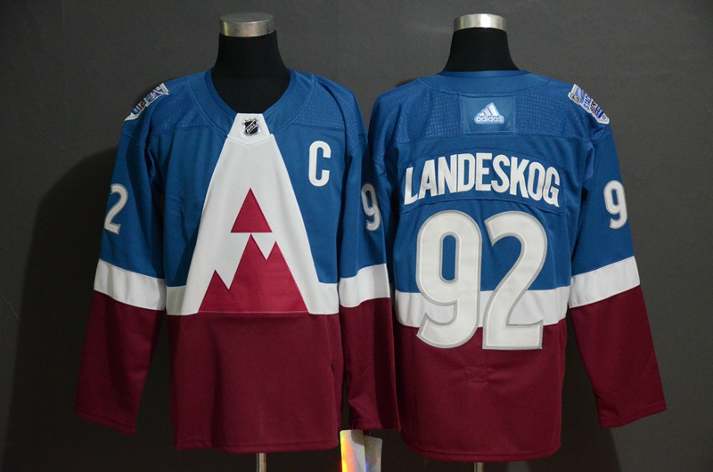 Avalanche 92 Gabriel Landeskog Blue Red 2020 NHL Stadium Series Adidas Jersey