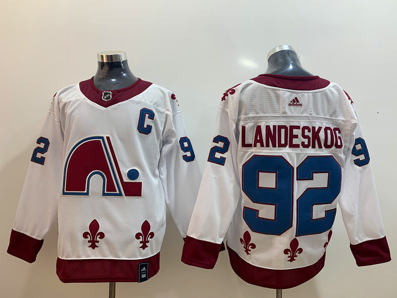 Avalanche 92 Gabriel Landeskog White 2020 21 Reverse Retro Adidas Jersey