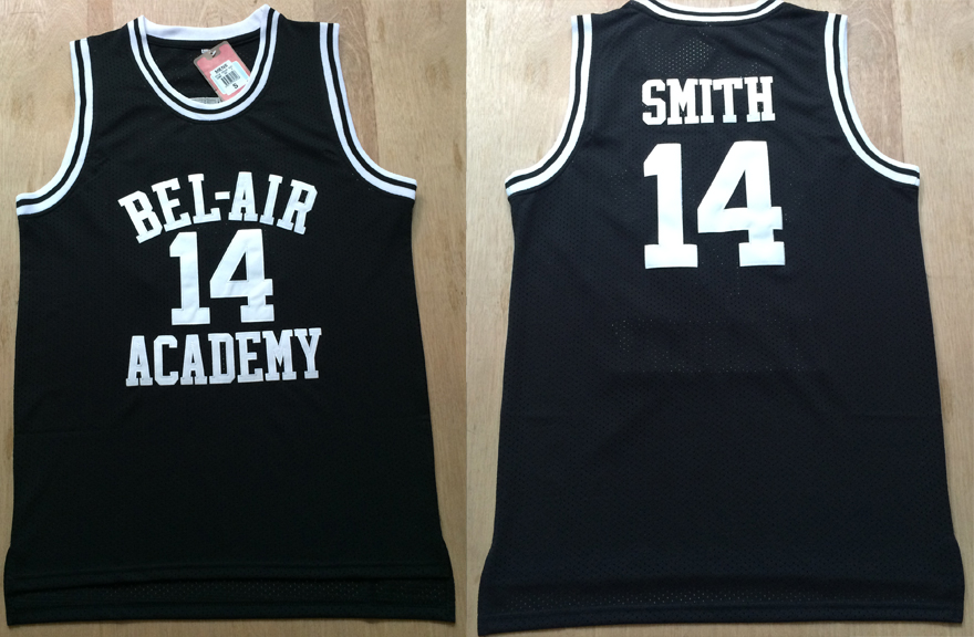 BEL AIR Academy 14 Will Smith Basketball Jersey The Fresh Prince of BEL AIR Basketball black Jersey
