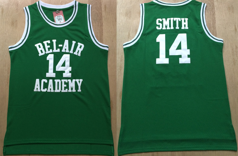 BEL AIR Academy 14 Will Smith Basketball Jersey The Fresh Prince of BEL AIR Basketball green Jersey