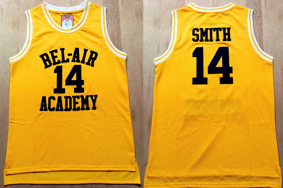 BEL AIR Academy 14 Will Smith Basketball Jersey The Fresh Prince of BEL AIR Basketball yellow Jersey