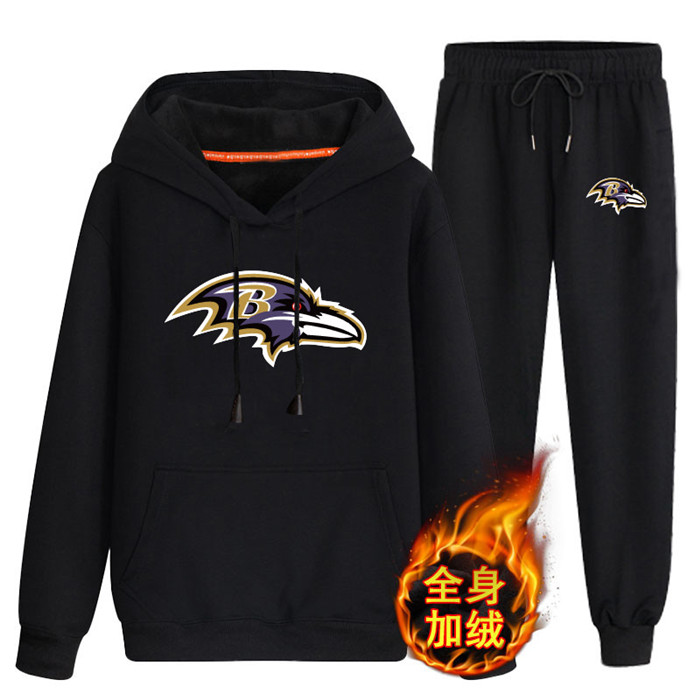 Baltimore Ravens Black Plus Velvet Pullover Hoodie & Pant