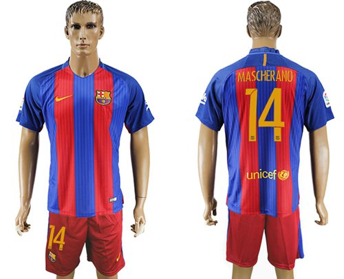 Barcelona 14 Mascherano Home Soccer Club Jersey