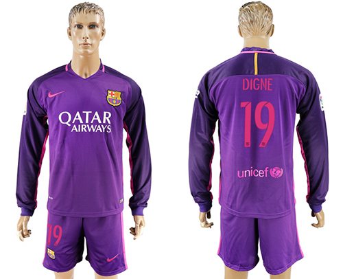 Barcelona 19 Digne Away Long Sleeves Soccer Club Jersey