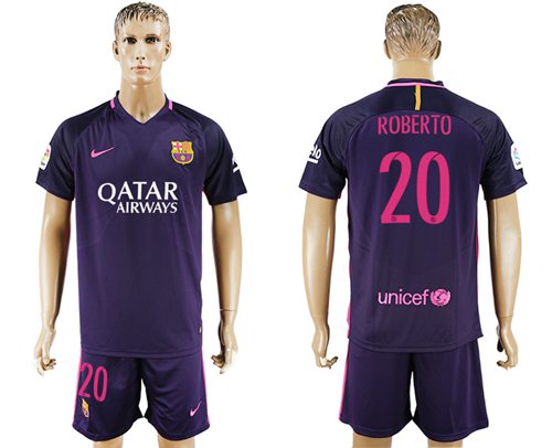 Barcelona 20 Roberto Away Soccer Club Jersey