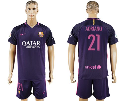 Barcelona 21 Adriano Away Soccer Club Jersey