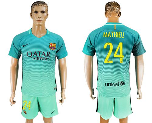 Barcelona 24 Mathieu Sec Away Soccer Club Jersey