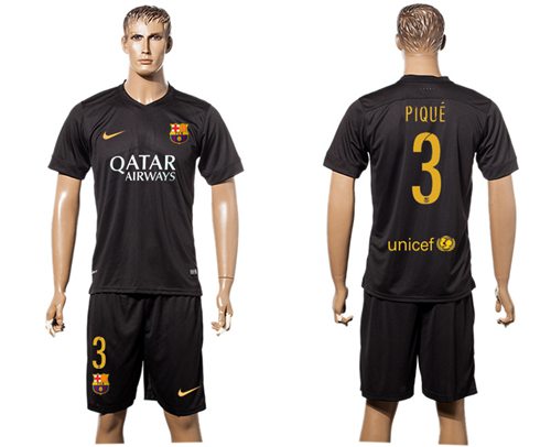 Barcelona 3 Pique Black Soccer Club Jersey