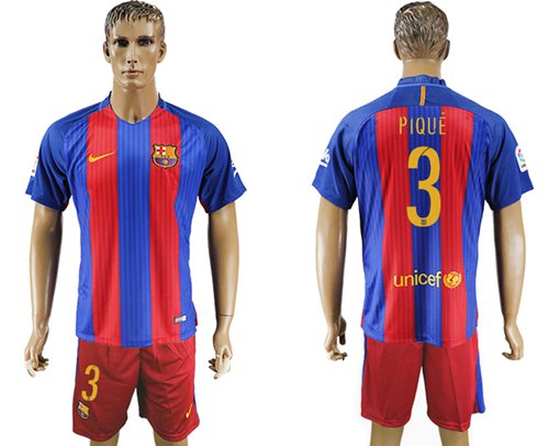 Barcelona 3 Pique Home Soccer Club Jersey