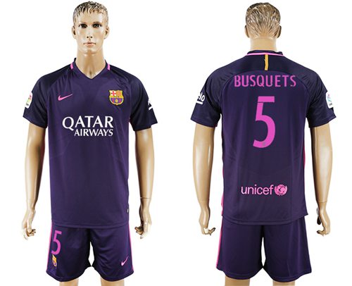 Barcelona 5 Busquets Away Soccer Club Jersey