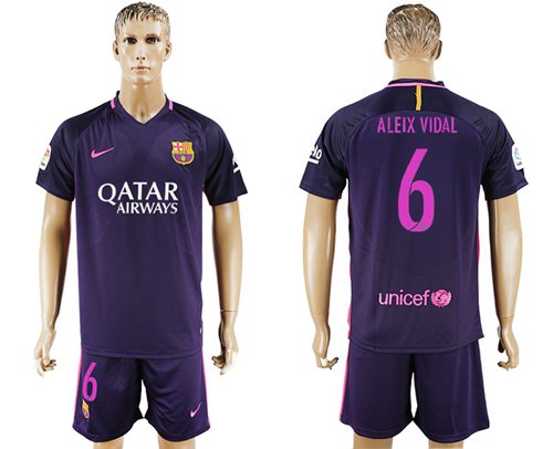 Barcelona 6 Aleix Vidal Away Soccer Club Jersey