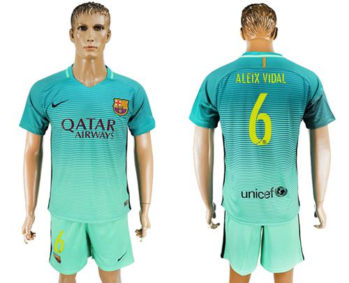 Barcelona 6 Aleix Vidal Sec Away Soccer Club Jersey